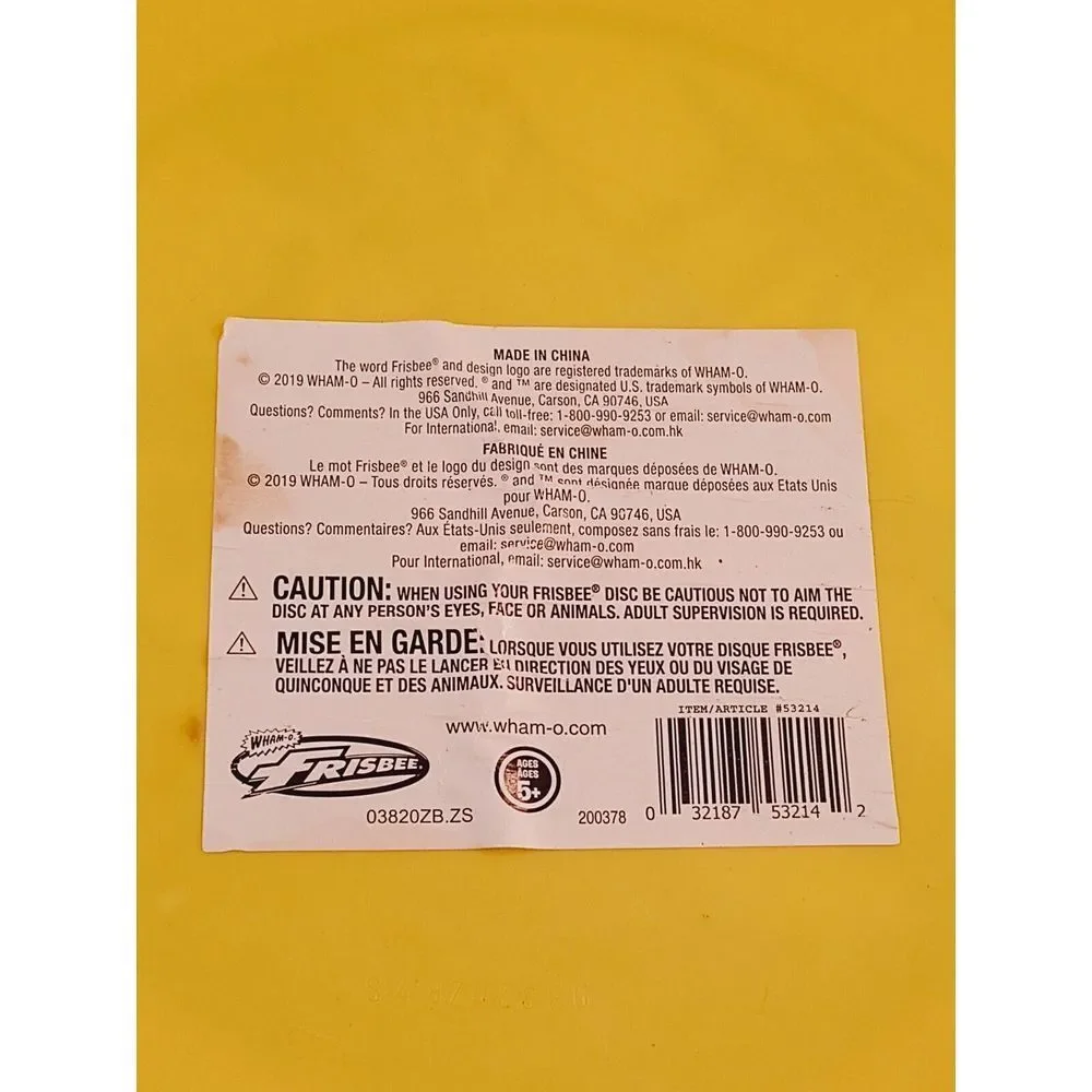 Wham-O Super Flyer Frisbee‎ 180 Grams, Color Yellow With Green Display